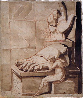 The Artist in Despair before the Magnitude of Antique Fragments (right hand and left foot of the Colossus of Constantine)