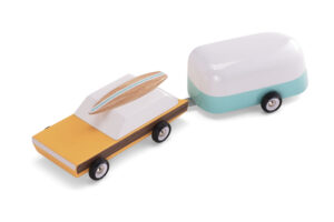 Wooden car and camper toy