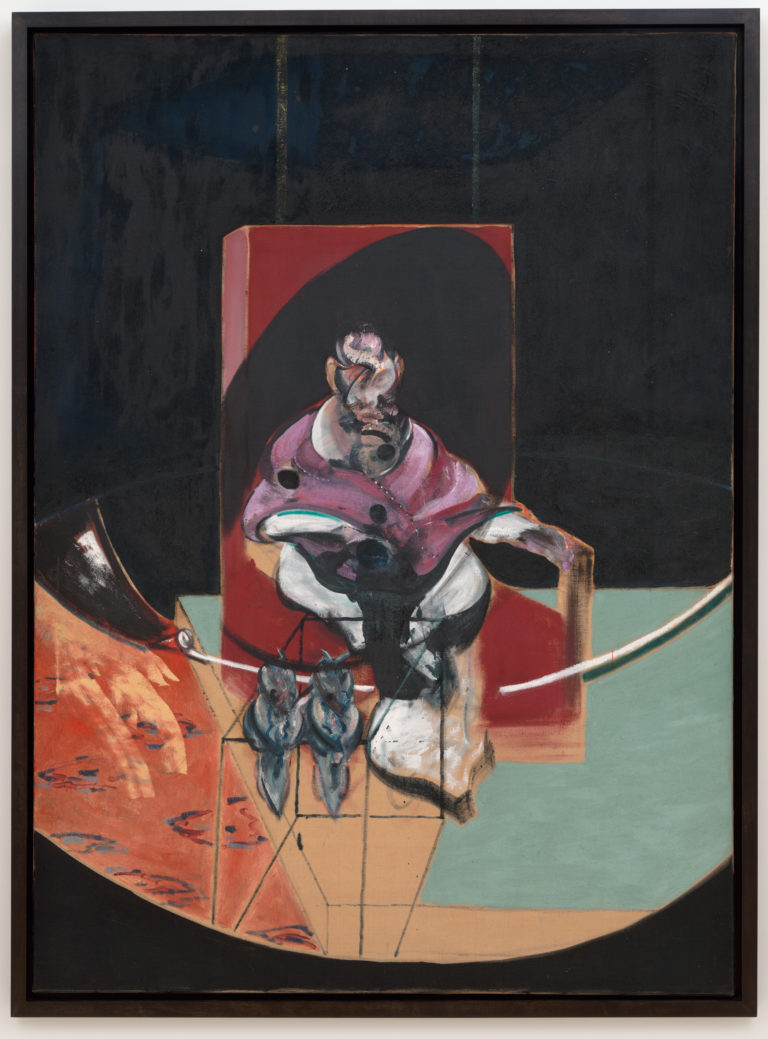 Artwork image, Francis Bacon's Figure with Two Owls, Study for Velazquez