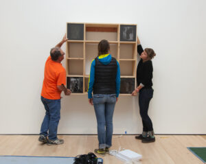 Installation of Nam June Paik work at the Collections Center