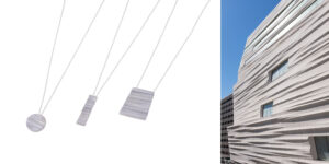 Three necklaces feature the same texture as the exterior of the SFMOMA Snøhetta expansion.