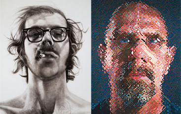 photo and painting chuck close self potrait