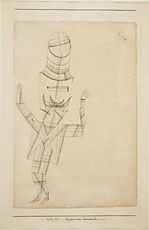 Klee, print of abstract staggering figure