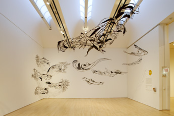 Shettar, installation shot of abstract hanging sculptures