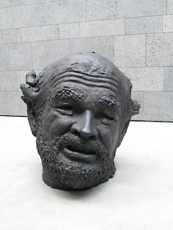 Robert Arneson face sculpture on SFMOMA rooftop garden