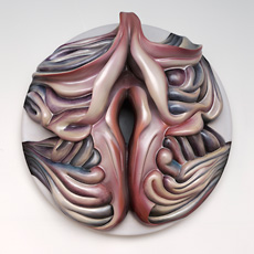 Judy Chicago, pink blue and purple organic sculpture 