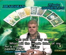 Jankowski, video still of card dealer in front of green background with text