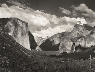 Ansel Adams, black and white photograph of Yosemite
