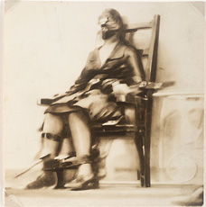 A sepia toned photograph of a woman strapped to an electric chair, Howard