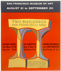 two buildings: sanfrancisco 1959 red and yellow poster