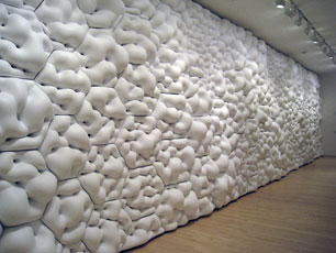 Andrew Kudless, installation with white plaster on wall