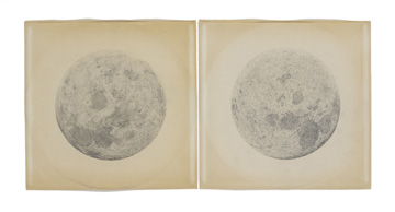 diptych with two moons on paper