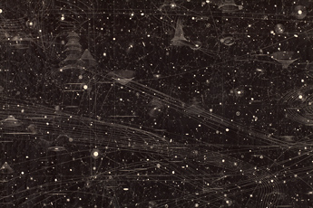Marsha Cottrell, white line drawing on top of starry sky