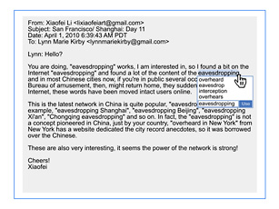 Lynn Marie Kirby and Li Xiaofei email screenshot