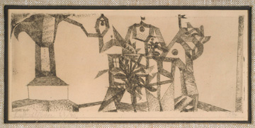 Paul Klee, black etching with geometric figures