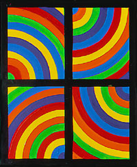 lewitt rainbow semicircles in black grid