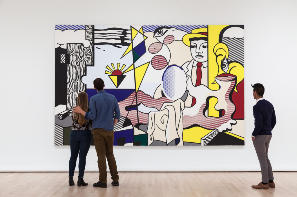 Installaiton view with people, Roy Lichtenstein