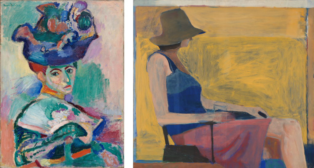 Artwork images, Matisse Femme au Chapeau and Diebenkorn Seated Figure with Hat