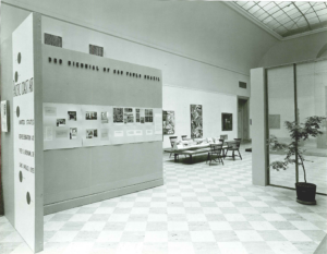 Archival black and white photograph of a gallery, Potter Morley