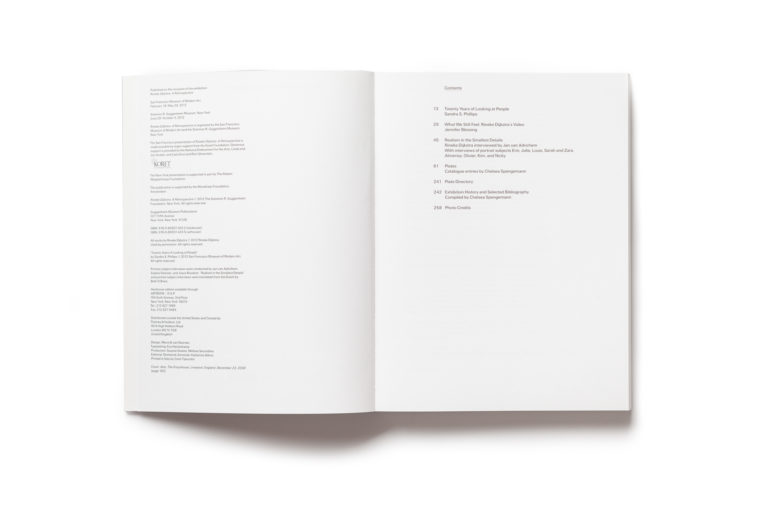 Rineke Dijkstra publication table of contents