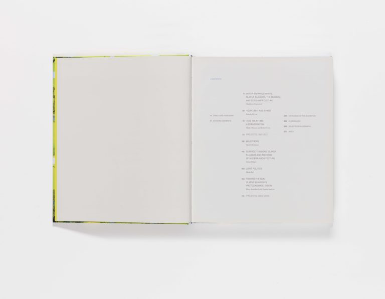 Take Your Time: Olafur Eliasson publication table of contents