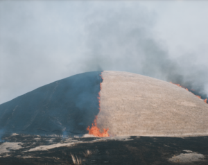Photography of a burning hill
