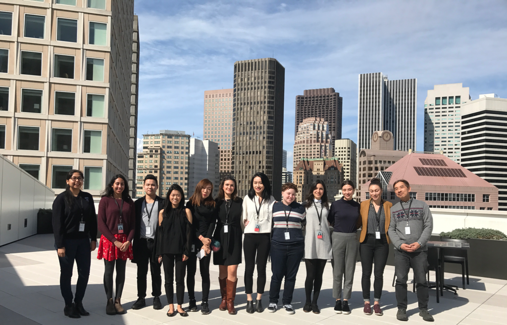 Interns standing on the staff terrace at SFMOMA