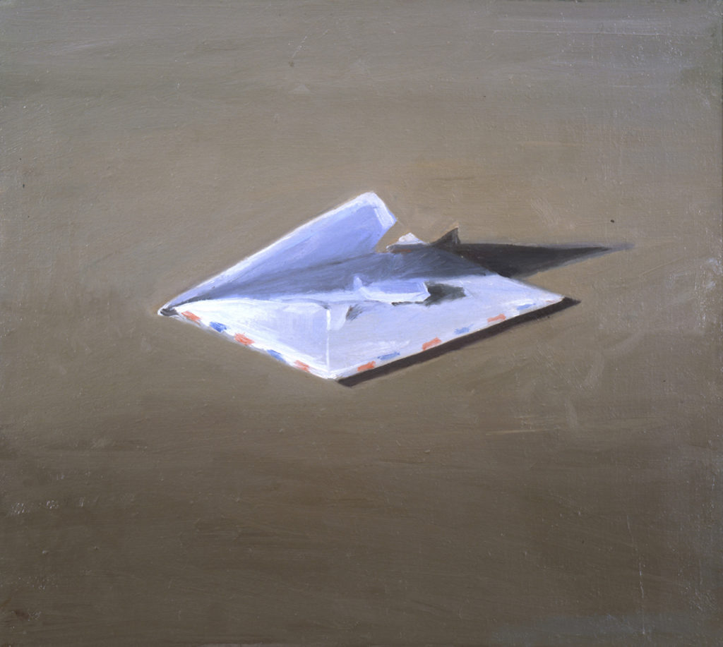 painting of an envelope on a painting, Vija Celmins