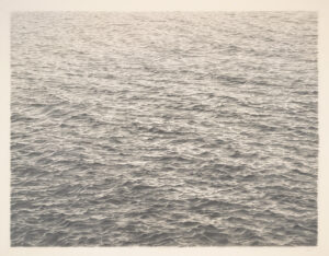 A graphite drawing of an ocean