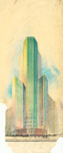 Perspective sketch for a skyscraper