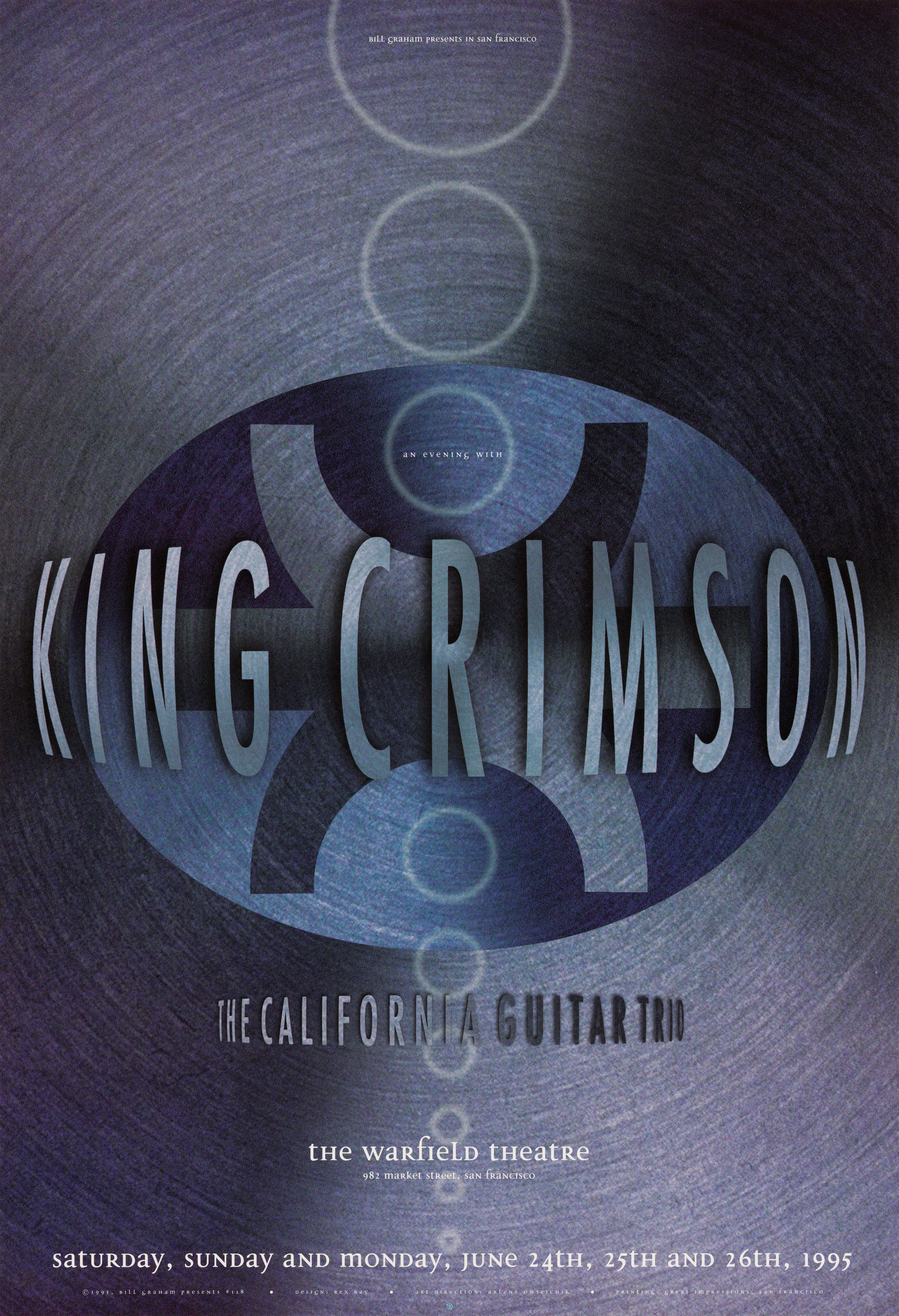 King Crimson, The California Guitar Trio; The Warfield, San Francisco; June 24-26, 1995